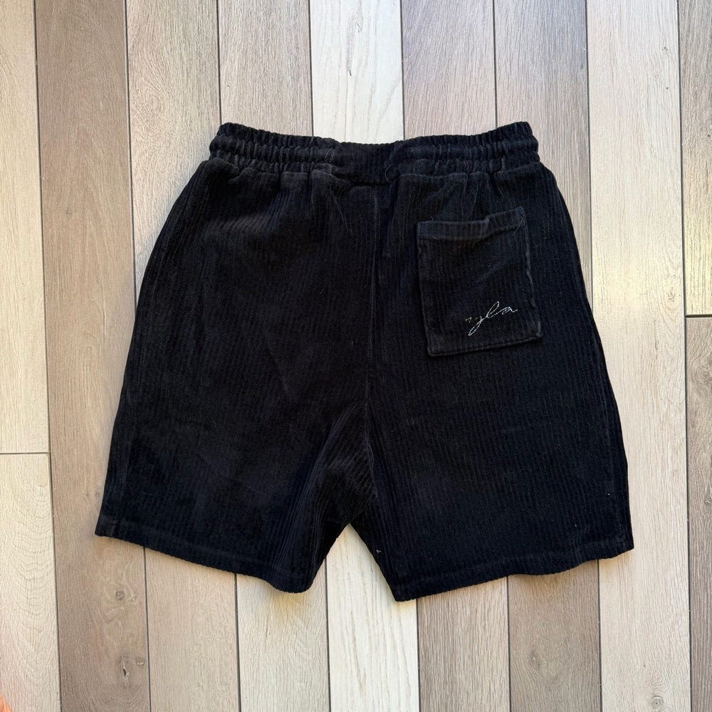 YoungLA Black Corduroy Drawstring Shorts Men's - Picture 2 of 3